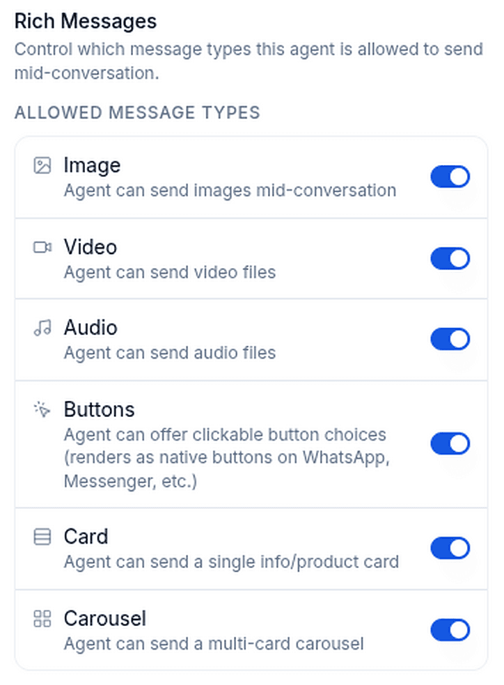 Rich Messages configuration