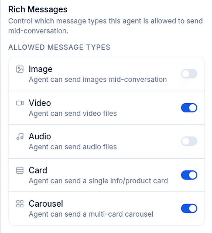 Rich Messages configuration