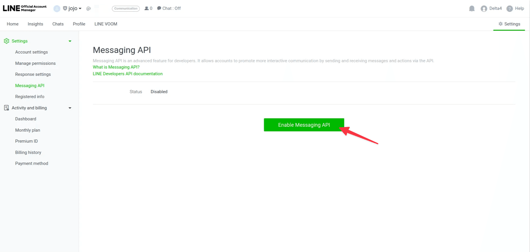 Enable Messaging API