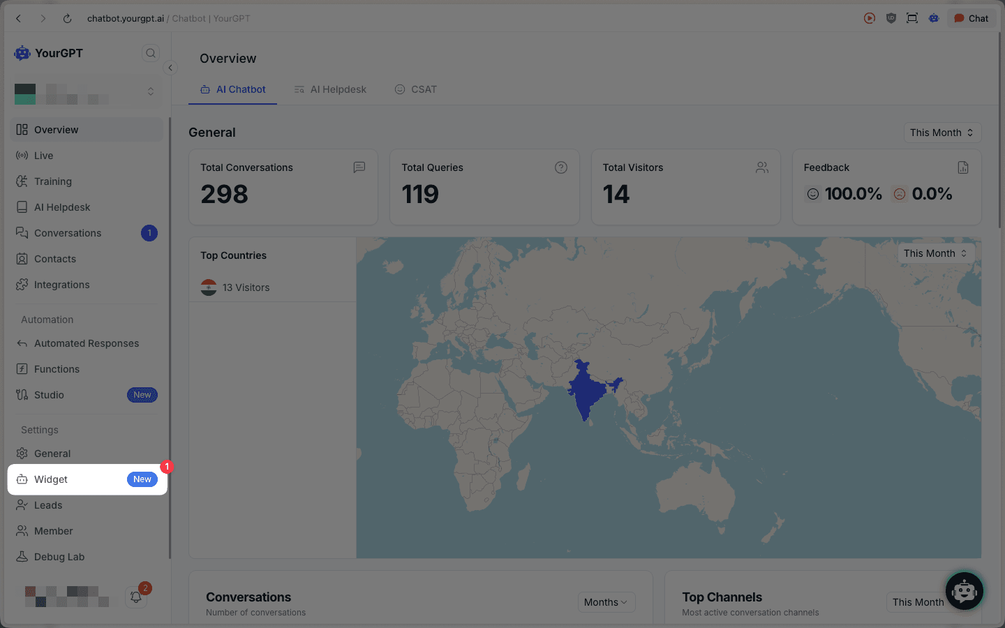 Open Widget settings
