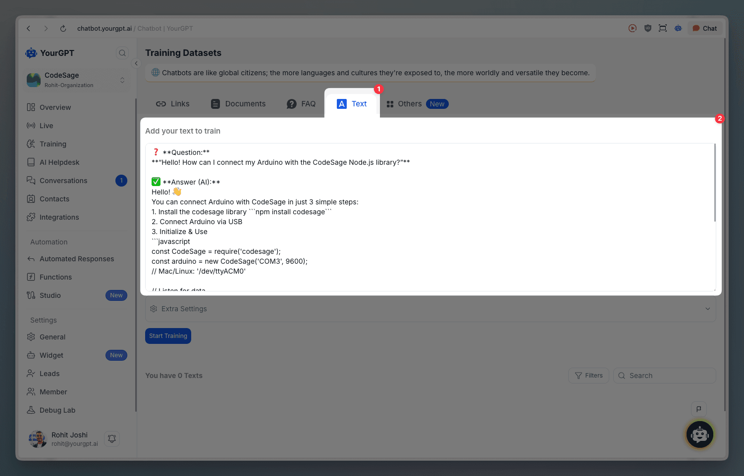 Text Input