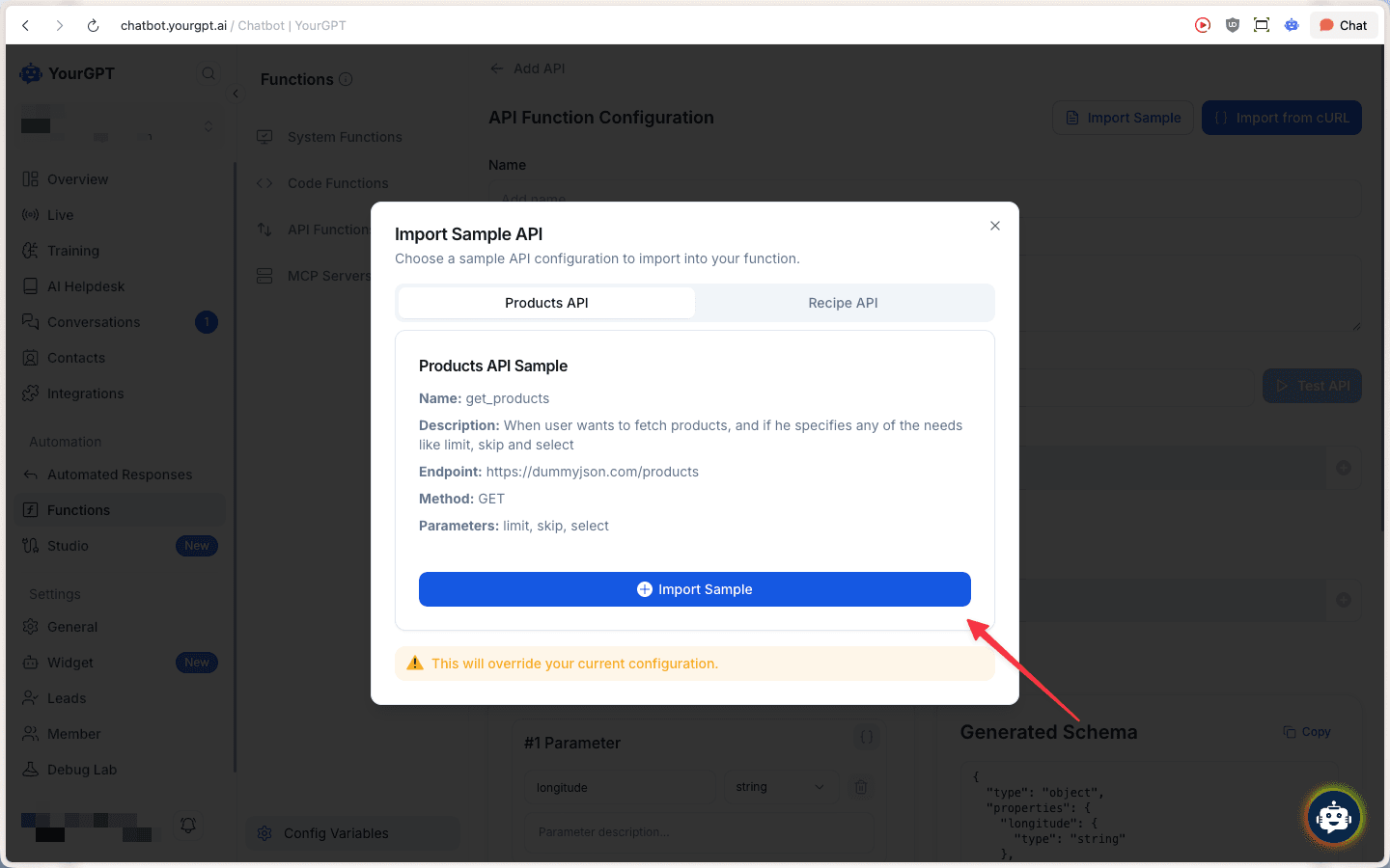 Import Sample API