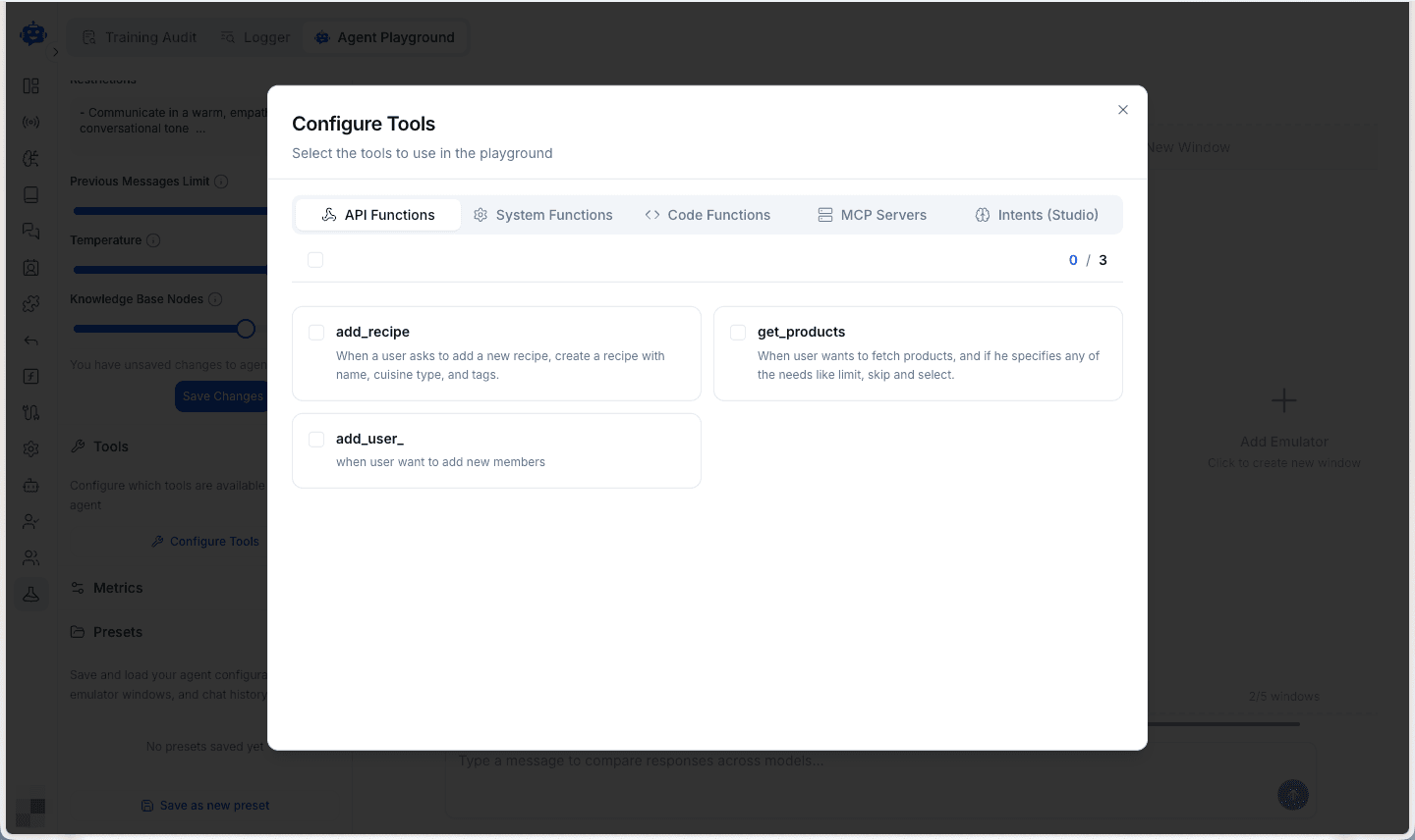 Configure Tools Modal