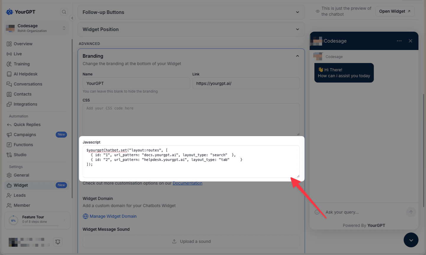 Route-Based Widget Layout