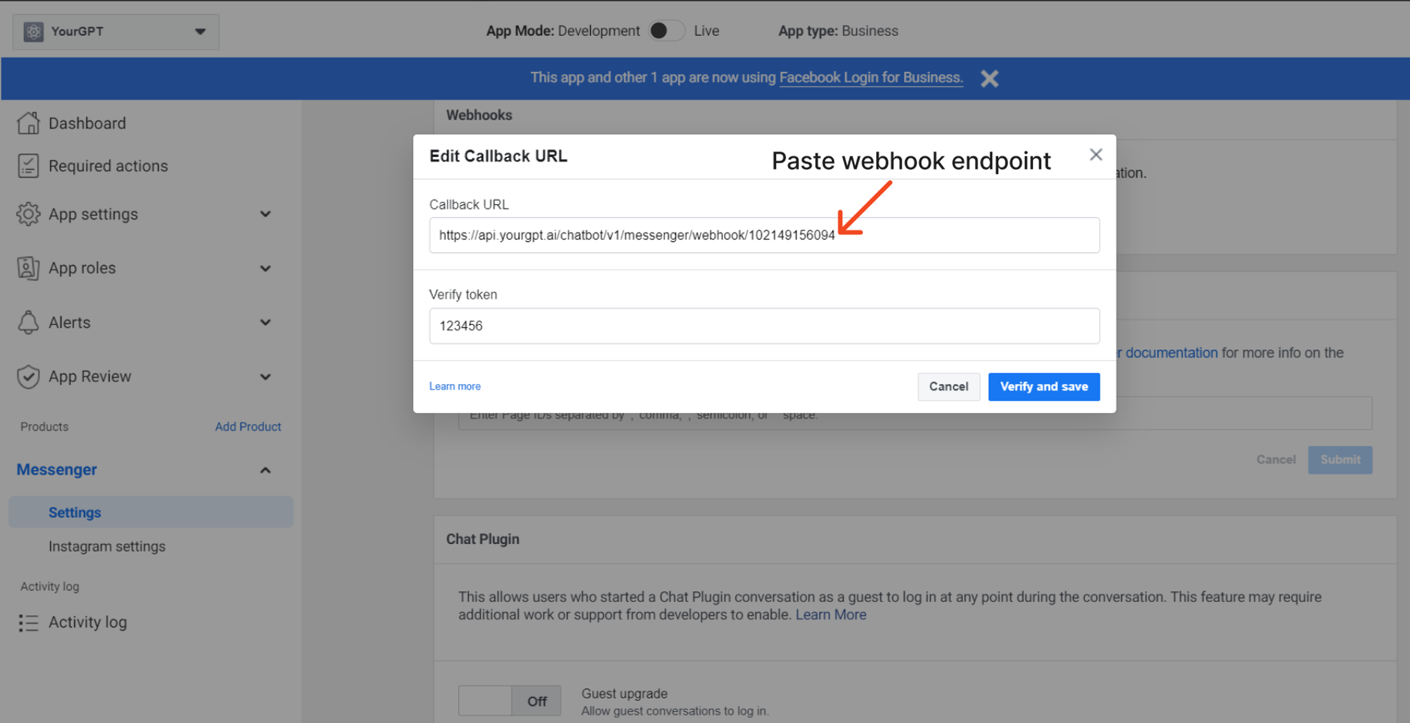 Step 8: Webhook Endpoint and Verify Token