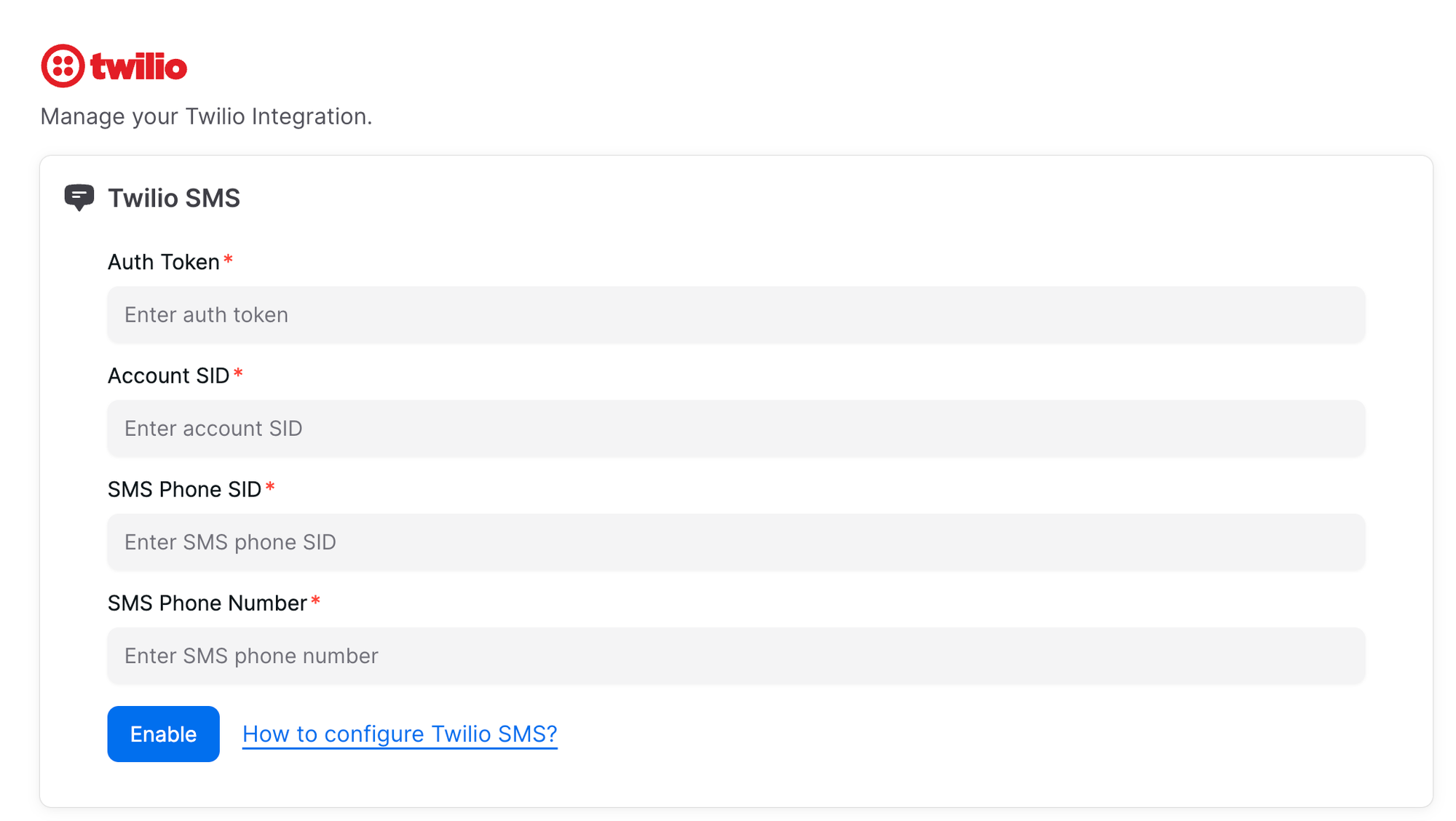 SMS Configuration