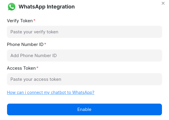 WhatsApp Integration Settings